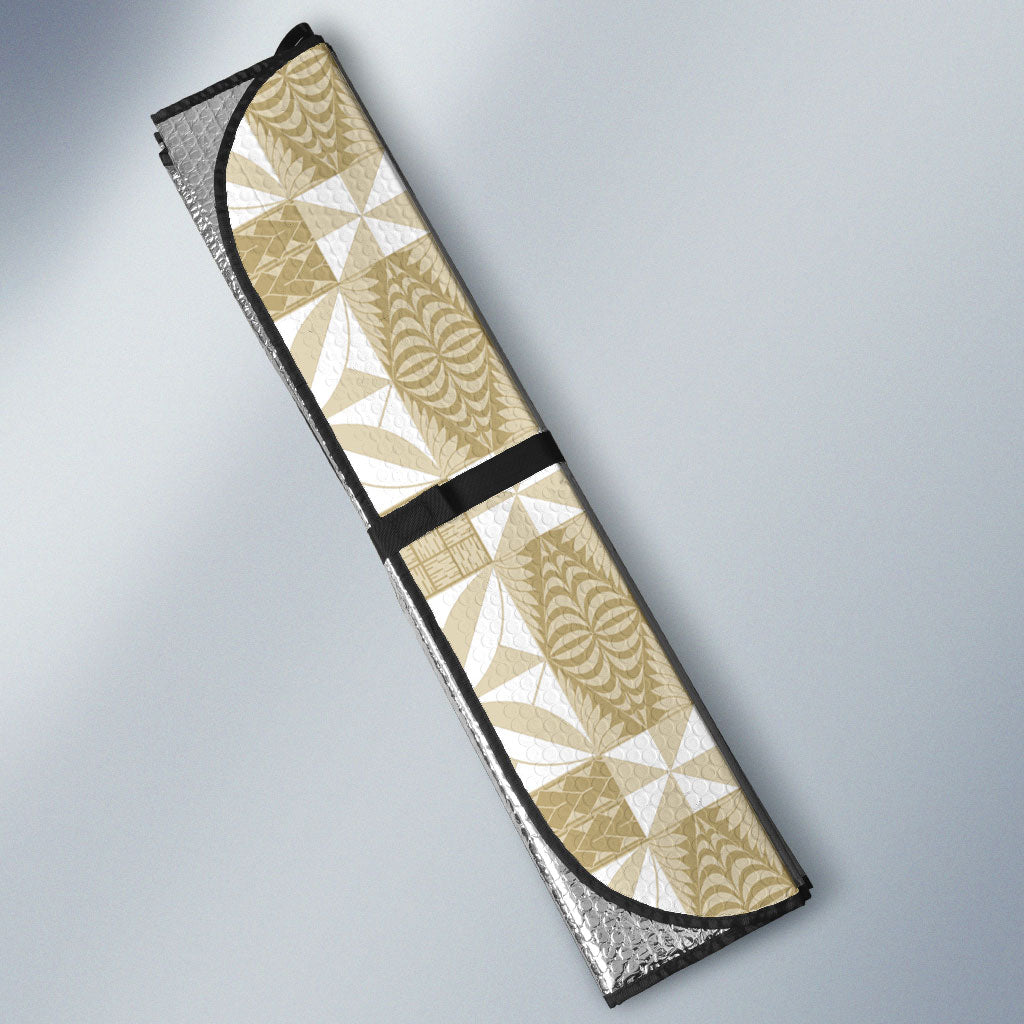 Beige Ngatu Pattern Malo e Lelei Tonga Auto Sun Shade