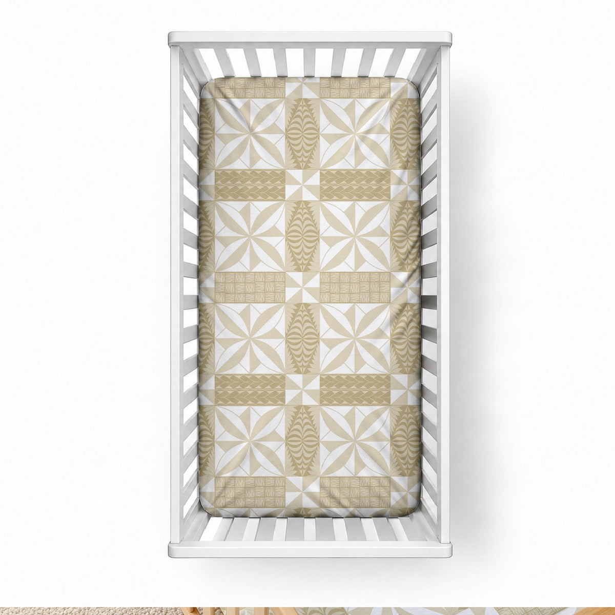 Beige Ngatu Pattern Malo e Lelei Tonga Baby Bed Cover