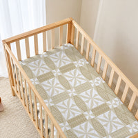 Beige Ngatu Pattern Malo e Lelei Tonga Baby Bed Cover