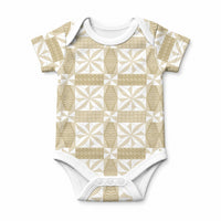 Beige Ngatu Pattern Malo e Lelei Tonga Baby Onesie
