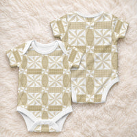 Beige Ngatu Pattern Malo e Lelei Tonga Baby Onesie