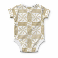 Beige Ngatu Pattern Malo e Lelei Tonga Baby Onesie