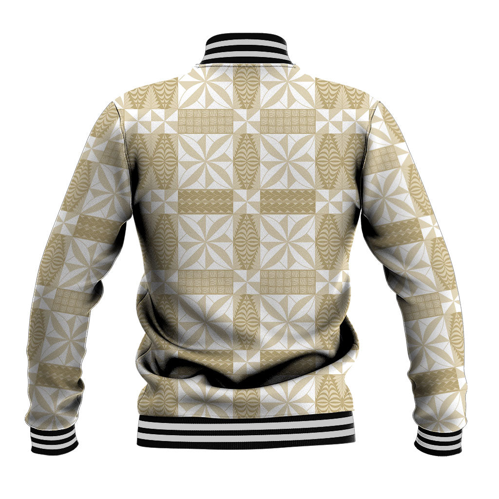 Beige Ngatu Pattern Malo e Lelei Tonga Baseball Jacket