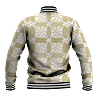 Beige Ngatu Pattern Malo e Lelei Tonga Baseball Jacket