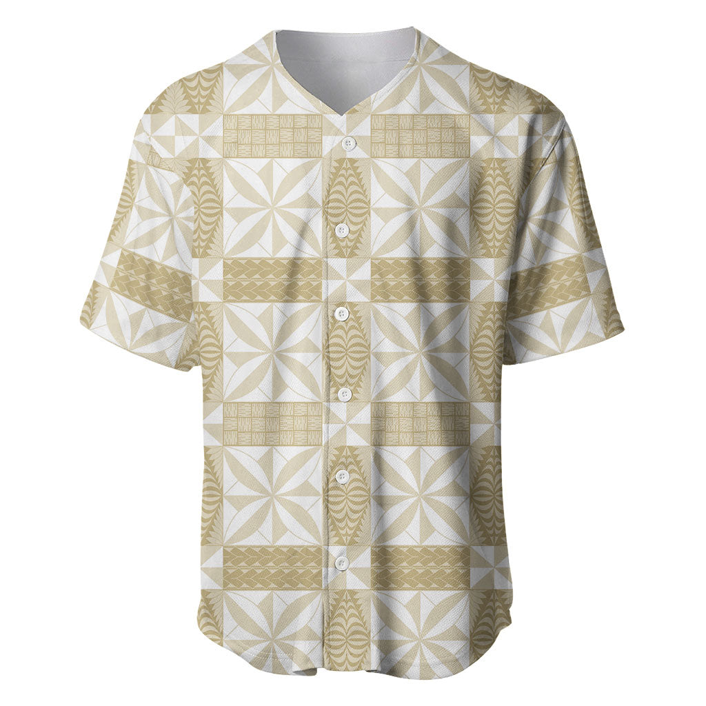 Beige Ngatu Pattern Malo e Lelei Tonga Baseball Jersey