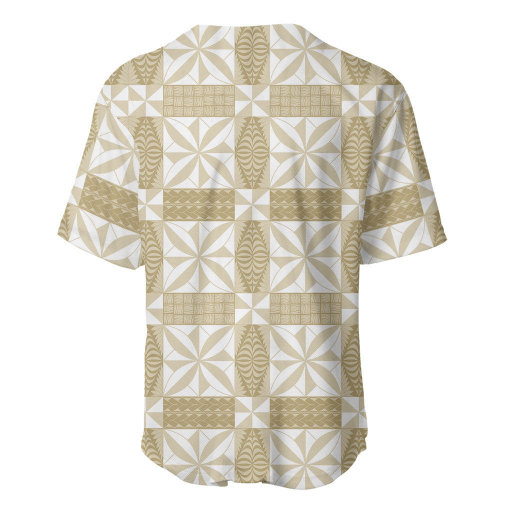 Beige Ngatu Pattern Malo e Lelei Tonga Baseball Jersey