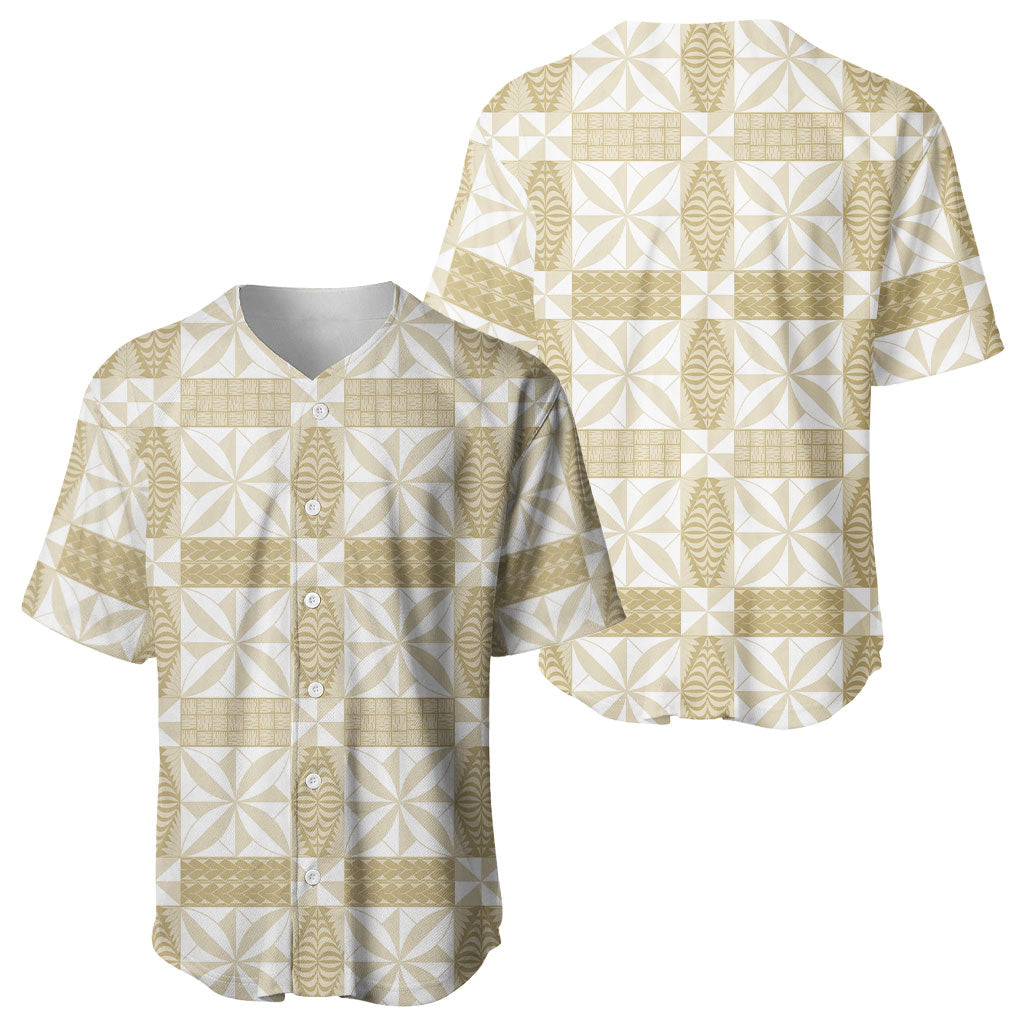 Beige Ngatu Pattern Malo e Lelei Tonga Baseball Jersey