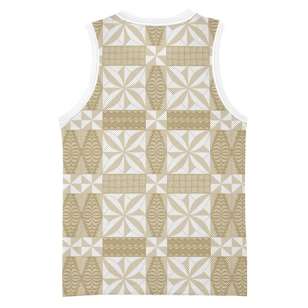 Beige Ngatu Pattern Malo e Lelei Tonga Basketball Jersey