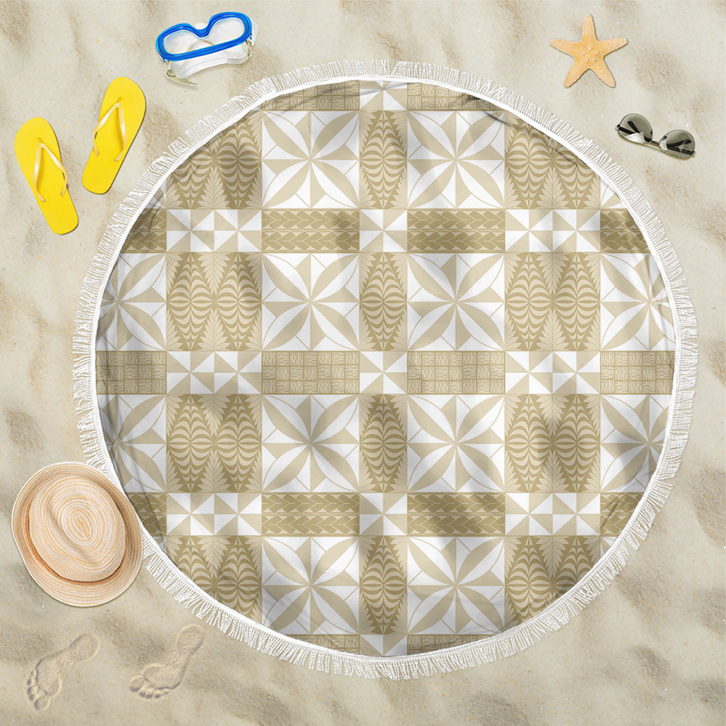 Beige Ngatu Pattern Malo e Lelei Tonga Beach Blanket