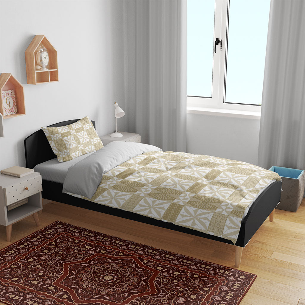Beige Ngatu Pattern Malo e Lelei Tonga Bedding Set
