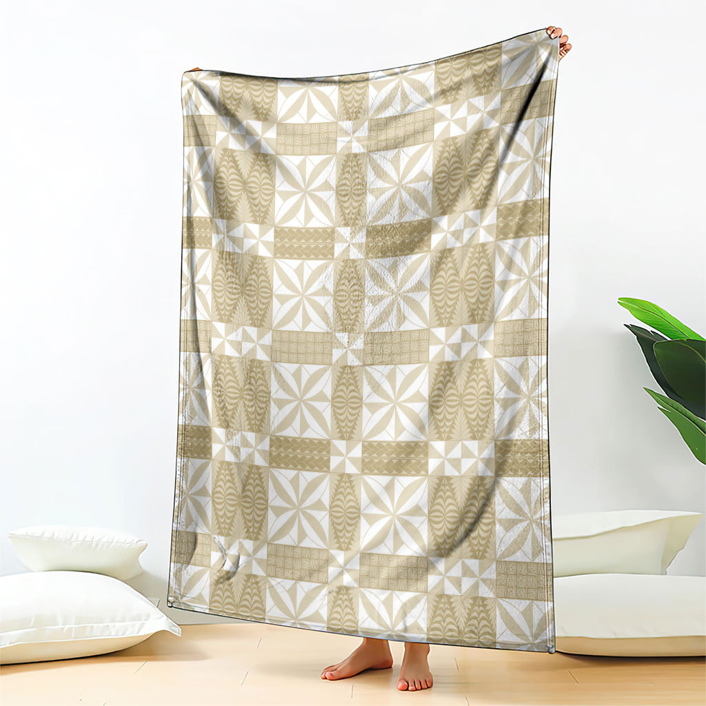Beige Ngatu Pattern Malo e Lelei Tonga Blanket