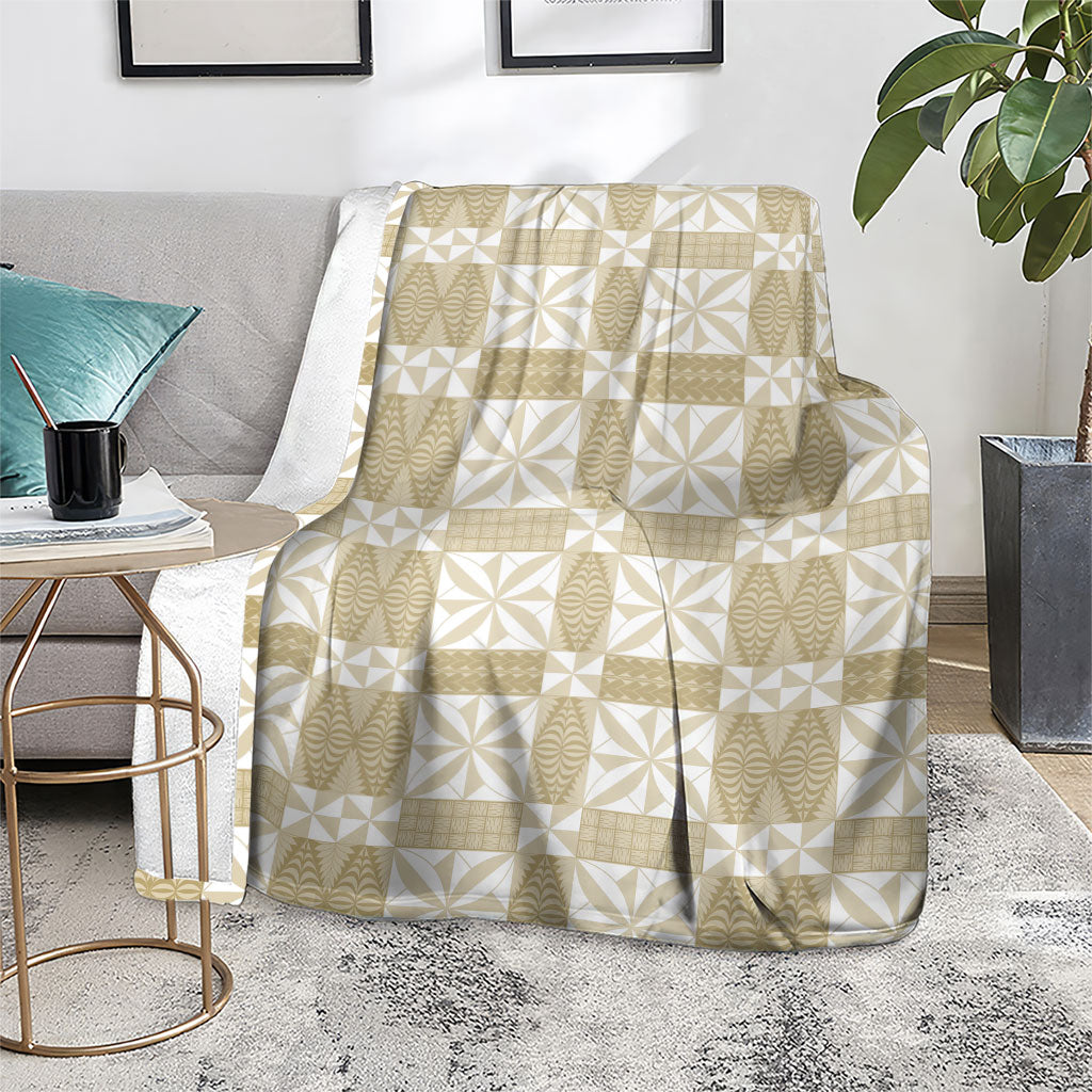 Beige Ngatu Pattern Malo e Lelei Tonga Blanket