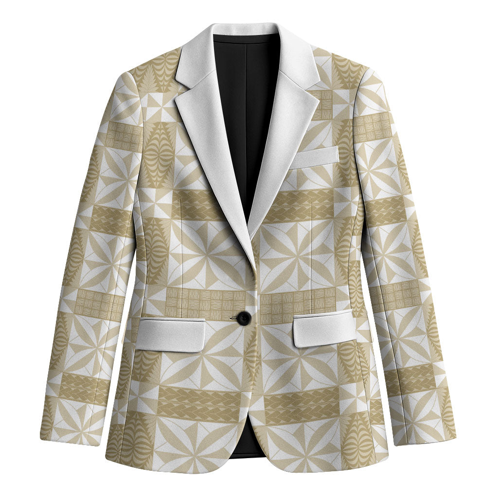 Beige Ngatu Pattern Malo e Lelei Tonga Blazer