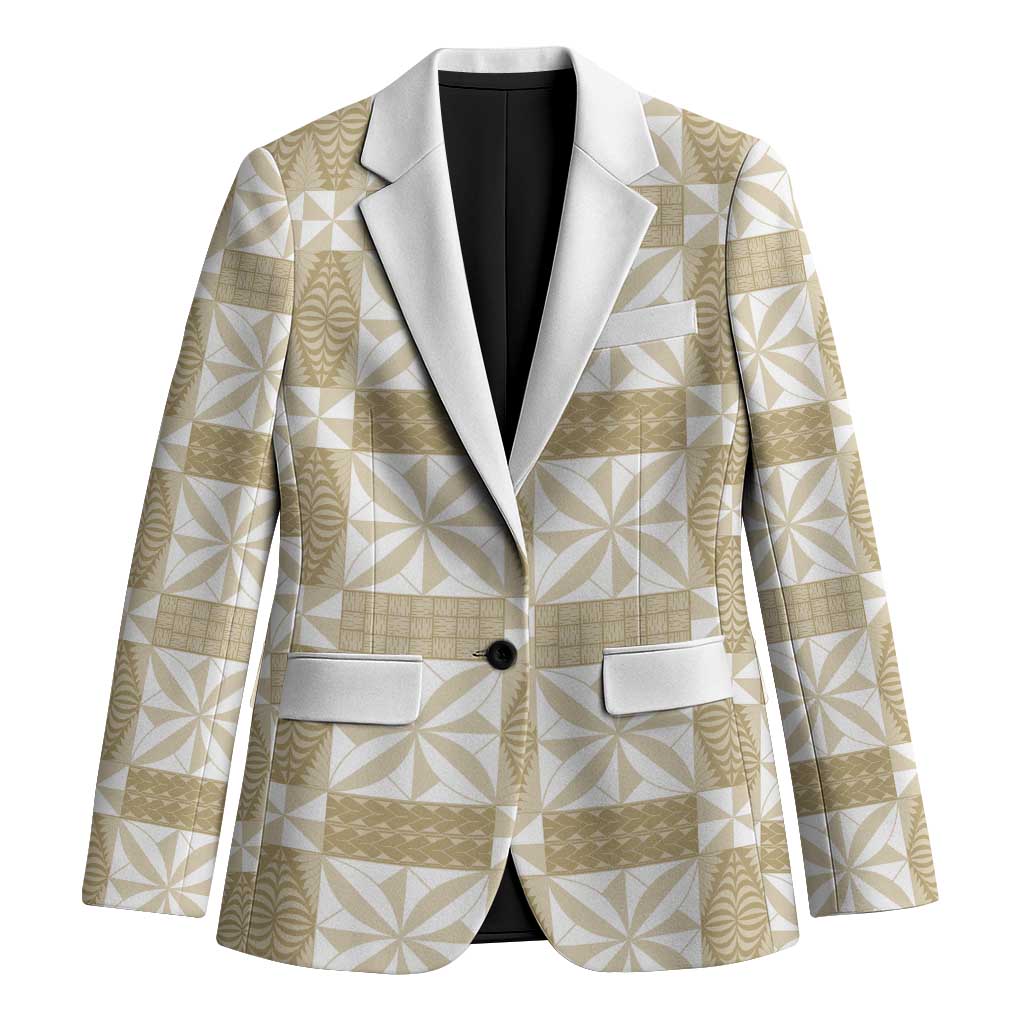 Beige Ngatu Pattern Malo e Lelei Tonga Blazer LT14 Unisex Beige - Polynesian Pride