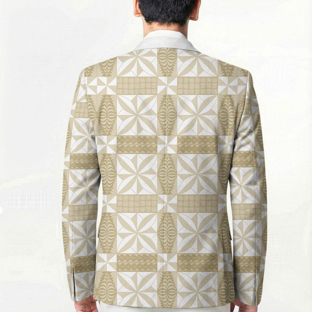 Beige Ngatu Pattern Malo e Lelei Tonga Blazer