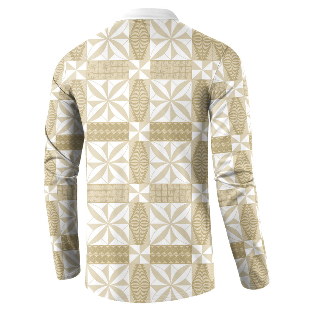 Beige Ngatu Pattern Malo e Lelei Tonga Button Sweatshirt