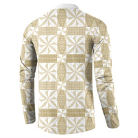 Beige Ngatu Pattern Malo e Lelei Tonga Button Sweatshirt