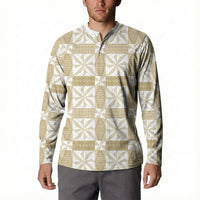 Beige Ngatu Pattern Malo e Lelei Tonga Button Sweatshirt