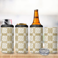 Beige Ngatu Pattern Malo e Lelei Tonga 4 in 1 Can Cooler Tumbler
