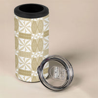 Beige Ngatu Pattern Malo e Lelei Tonga 4 in 1 Can Cooler Tumbler