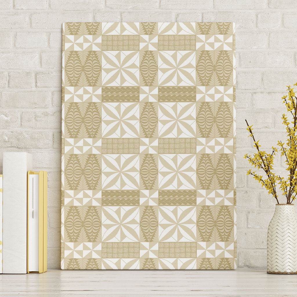 Beige Ngatu Pattern Malo e Lelei Tonga Canvas Wall Art