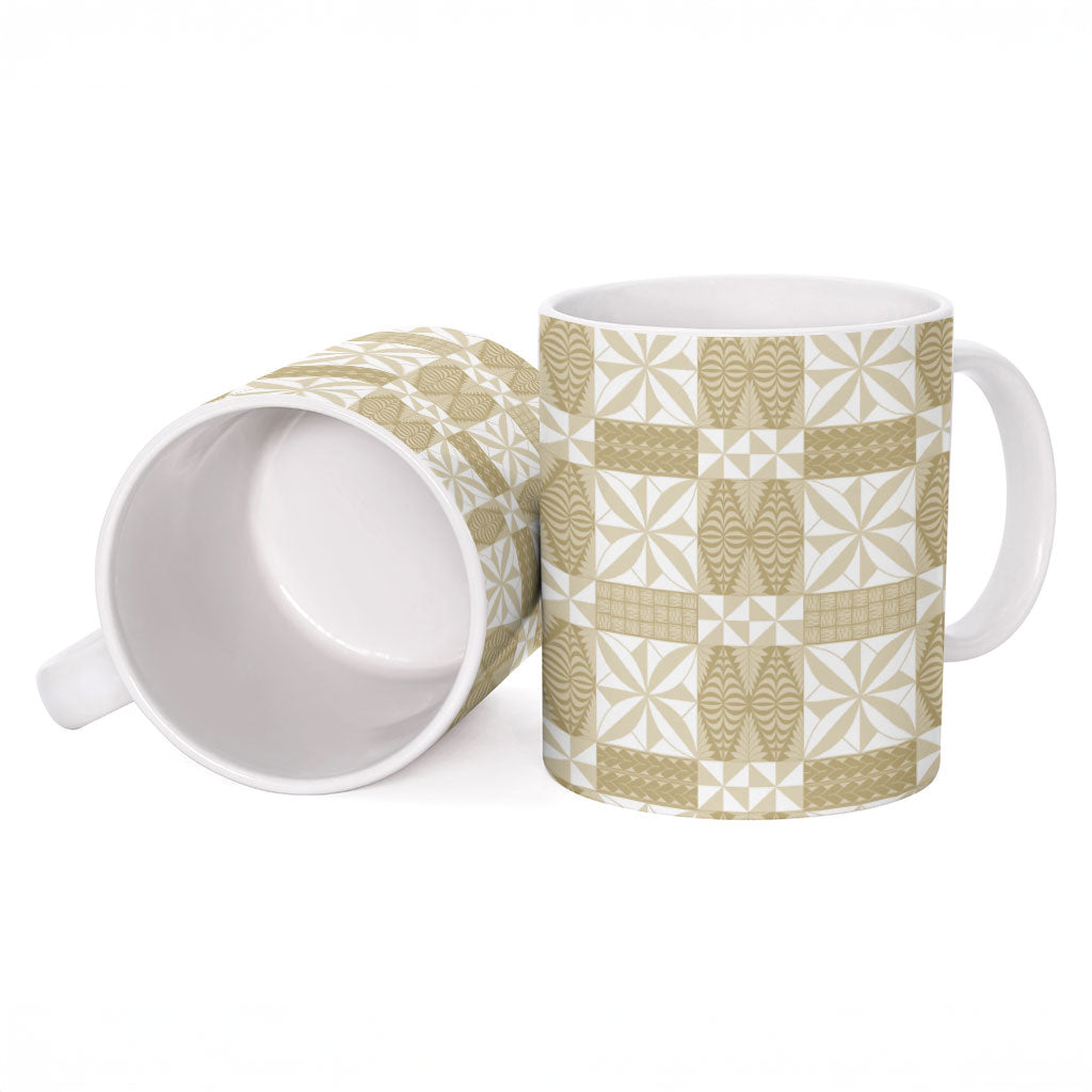 Beige Ngatu Pattern Malo e Lelei Tonga Ceramic Mug