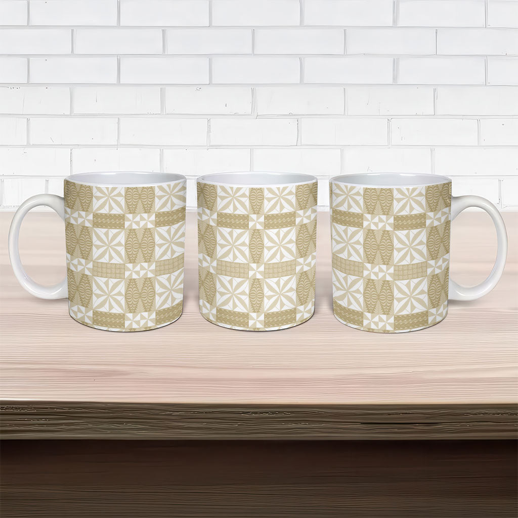 Beige Ngatu Pattern Malo e Lelei Tonga Ceramic Mug