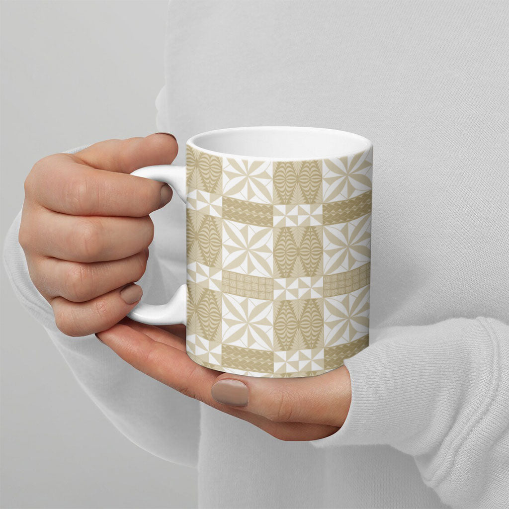 Beige Ngatu Pattern Malo e Lelei Tonga Ceramic Mug