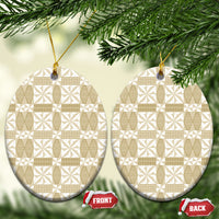 Beige Ngatu Pattern Malo e Lelei Tonga Ceramic Ornament