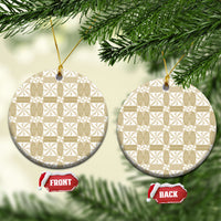 Beige Ngatu Pattern Malo e Lelei Tonga Ceramic Ornament