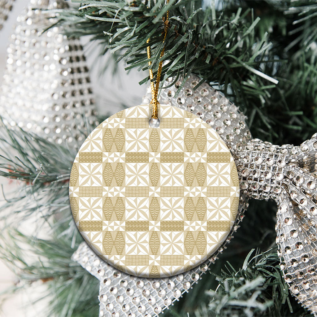 Beige Ngatu Pattern Malo e Lelei Tonga Ceramic Ornament