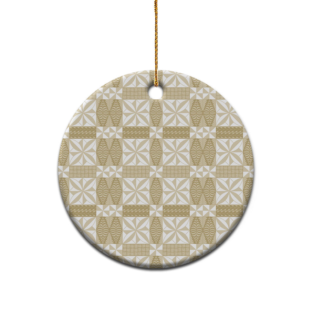 Beige Ngatu Pattern Malo e Lelei Tonga Ceramic Ornament