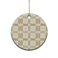 Beige Ngatu Pattern Malo e Lelei Tonga Ceramic Ornament