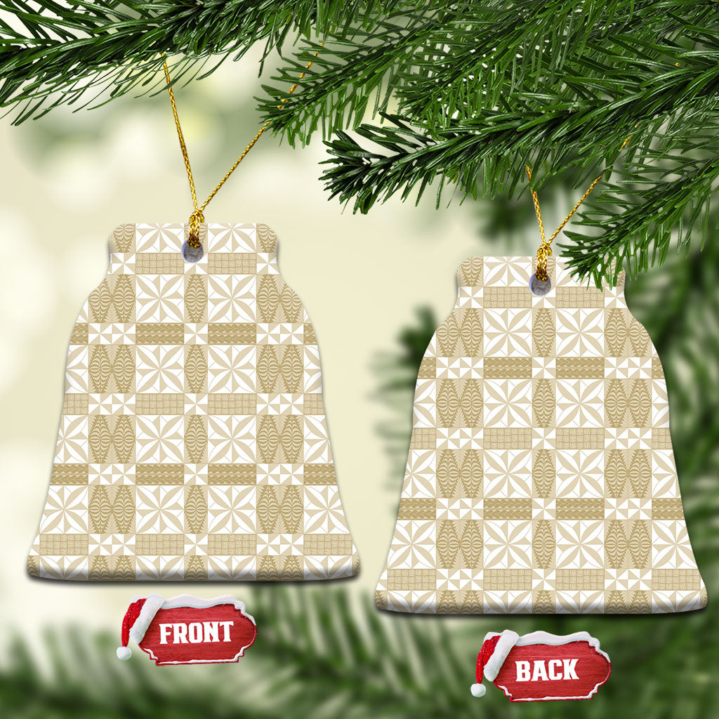 Beige Ngatu Pattern Malo e Lelei Tonga Ceramic Ornament