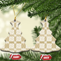 Beige Ngatu Pattern Malo e Lelei Tonga Ceramic Ornament