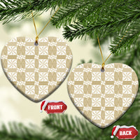 Beige Ngatu Pattern Malo e Lelei Tonga Ceramic Ornament
