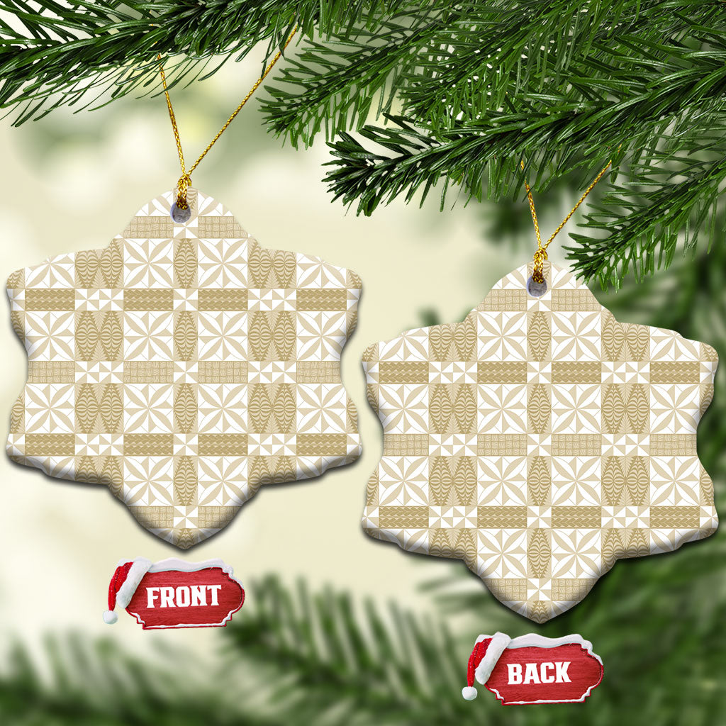 Beige Ngatu Pattern Malo e Lelei Tonga Ceramic Ornament