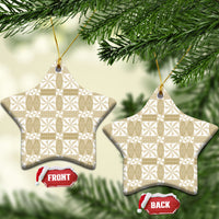 Beige Ngatu Pattern Malo e Lelei Tonga Ceramic Ornament