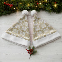 Beige Ngatu Pattern Malo e Lelei Tonga Christmas Santa Hat