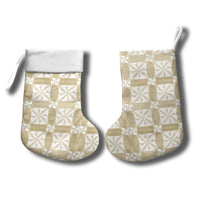 Beige Ngatu Pattern Malo e Lelei Tonga Christmas Stocking