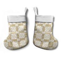 Beige Ngatu Pattern Malo e Lelei Tonga Christmas Stocking