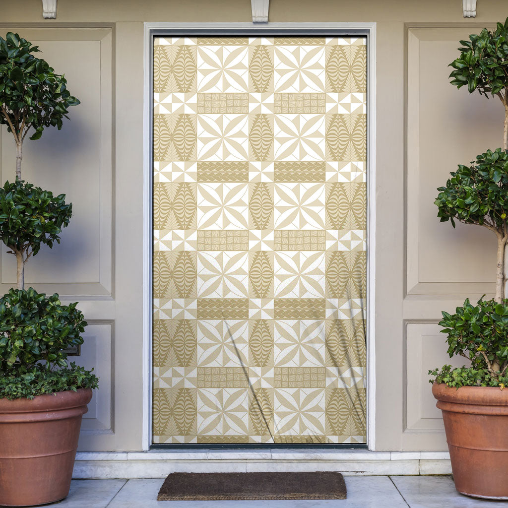 Beige Ngatu Pattern Malo e Lelei Tonga Door Cover