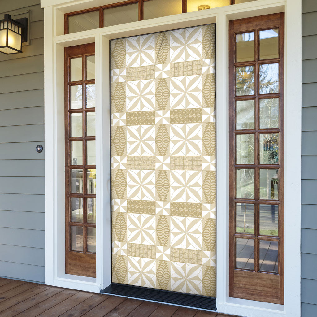Beige Ngatu Pattern Malo e Lelei Tonga Door Cover