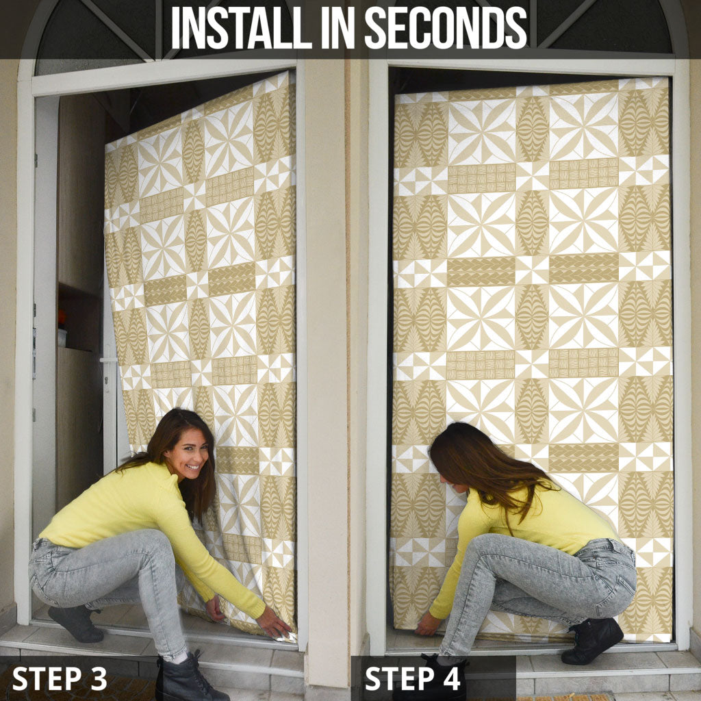 Beige Ngatu Pattern Malo e Lelei Tonga Door Cover