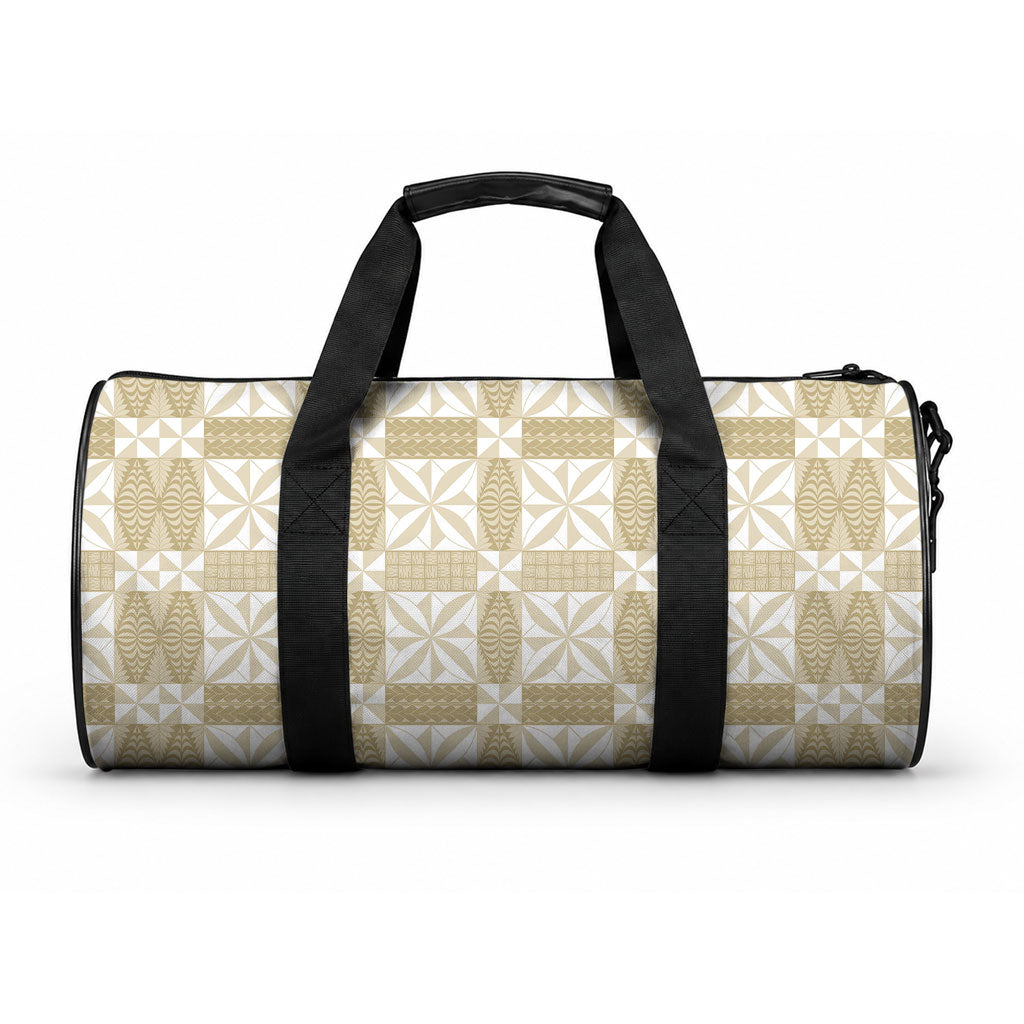 Beige Ngatu Pattern Malo e Lelei Tonga Duffle Bag