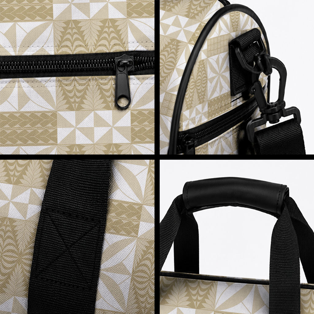 Beige Ngatu Pattern Malo e Lelei Tonga Duffle Bag