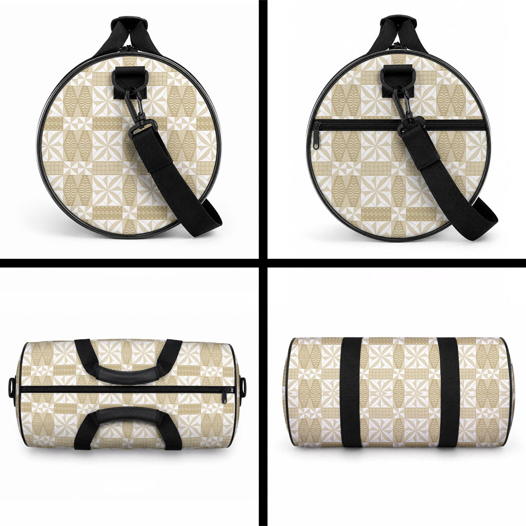 Beige Ngatu Pattern Malo e Lelei Tonga Duffle Bag
