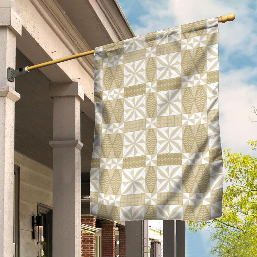 Beige Ngatu Pattern Malo e Lelei Tonga Garden Flag