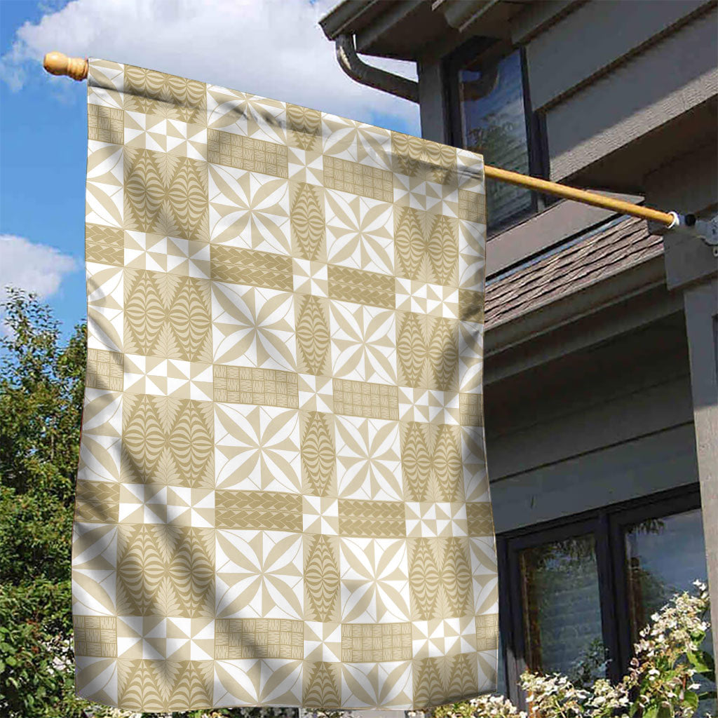 Beige Ngatu Pattern Malo e Lelei Tonga Garden Flag