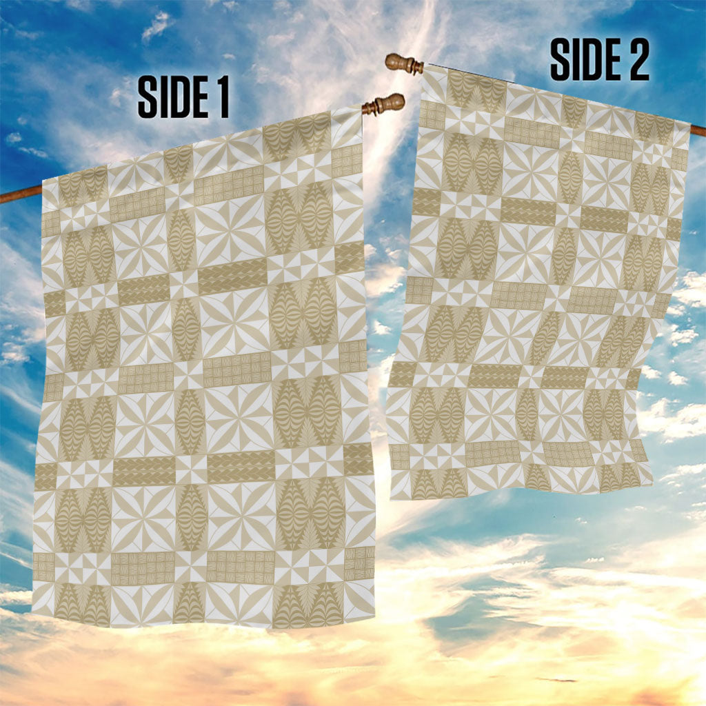 Beige Ngatu Pattern Malo e Lelei Tonga Garden Flag